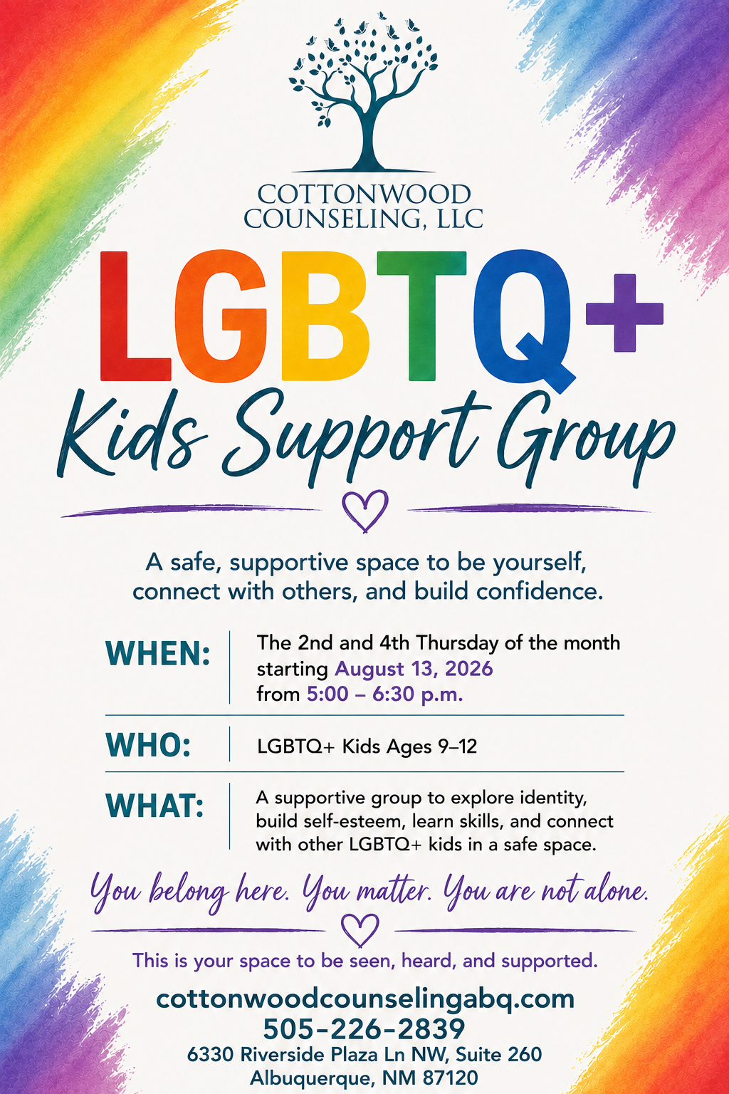 Kids LGBTQ Support Group Flyer